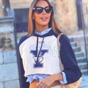 Zara Yale Bulldogs Cropped Sweatshirt Hoodie
